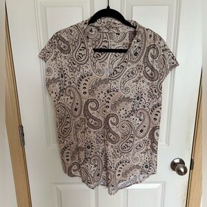 Soft Surroundings Neutral Paisley Cap Sleeve Top